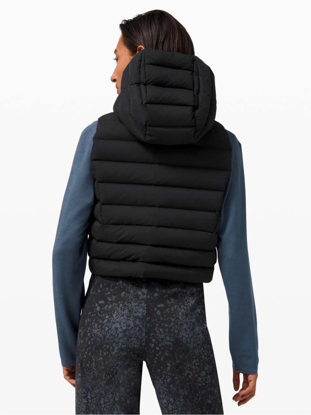 LULULEMON Down Filled Vest Lab 2021 Cropped Hooded Neon Green Accent Sz 4 / Sm